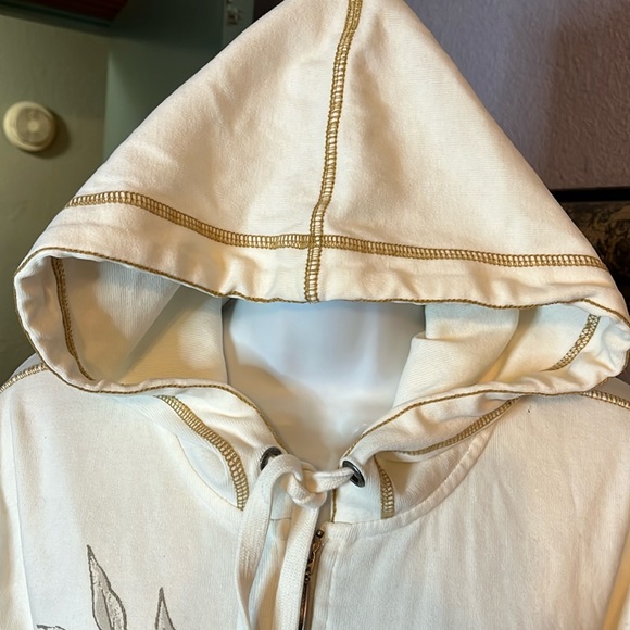 Cutest Eddie Bauer Cream Embroidery Knit Zip  hoodie  Sz XL - Picture 5 of 12